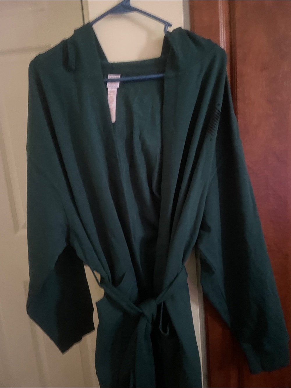 Savage X Fenty Forest Green Hooded Robe with Tie Belt